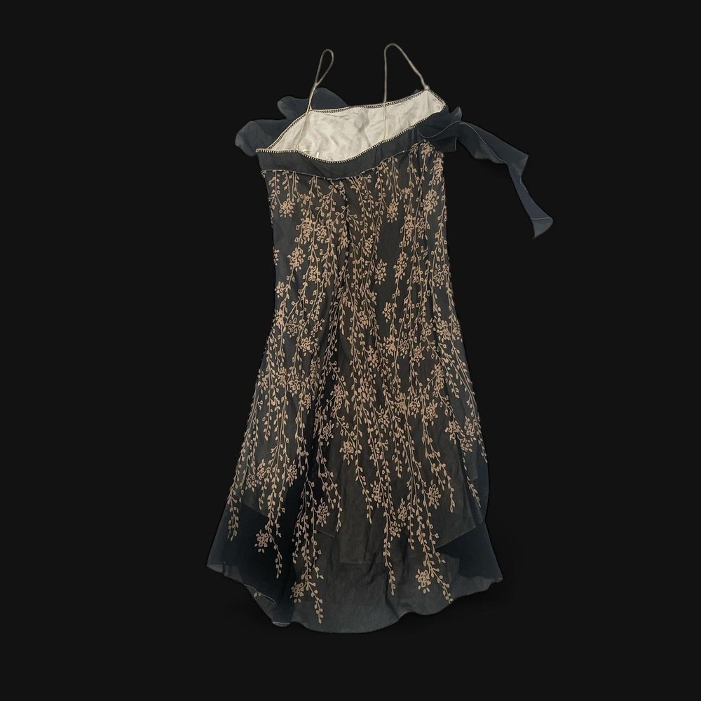 Max Studios Special Edition 100% Silk Black and cream floral print dress - Picture 3 of 6